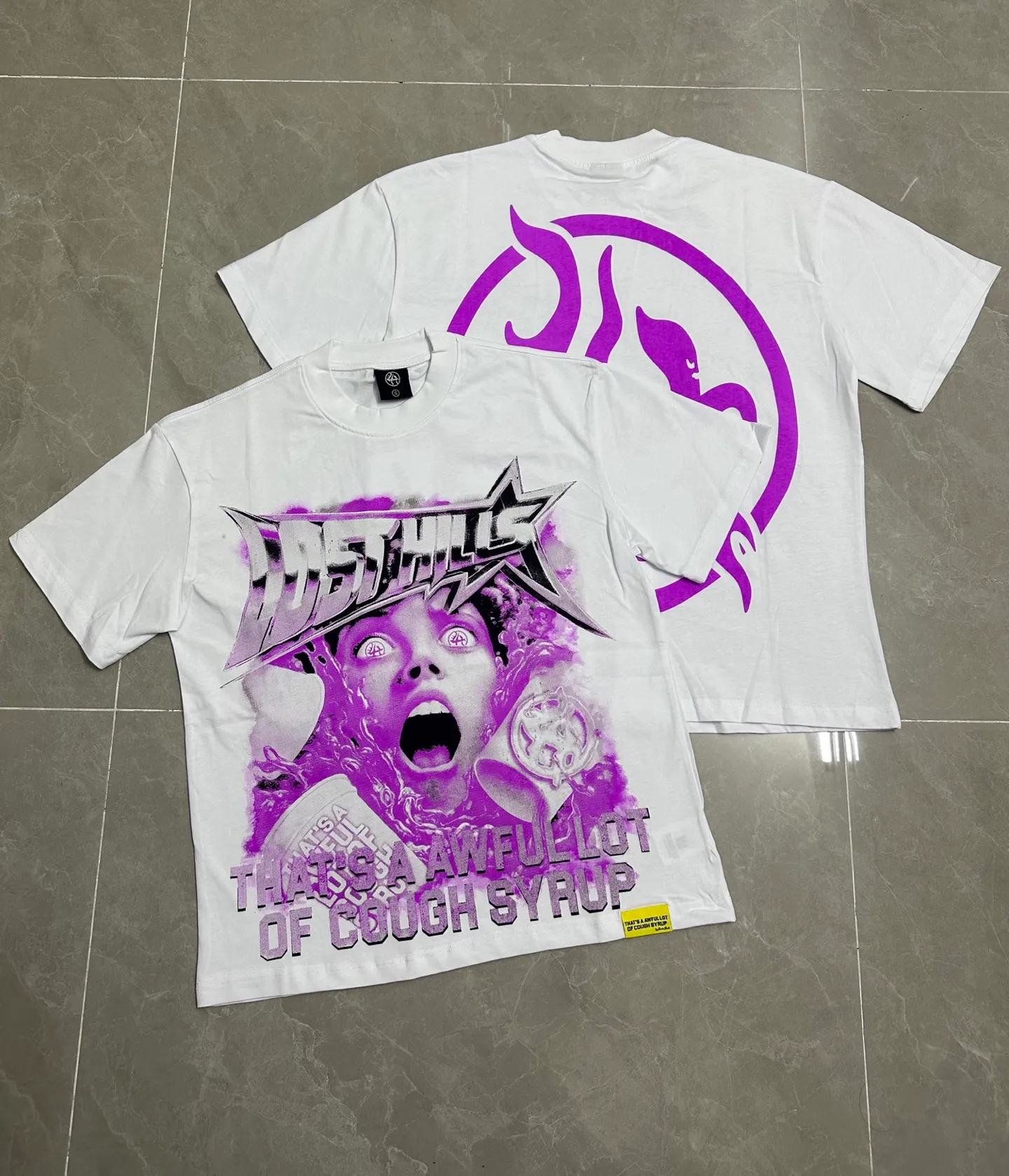 2303# / ｜ P60 THAT'S A AWFUL LOT OF COUGH SYRUP In Stock T （fabric):32 240 Sizes（size）：S-M- L- X L （colour）： Black/